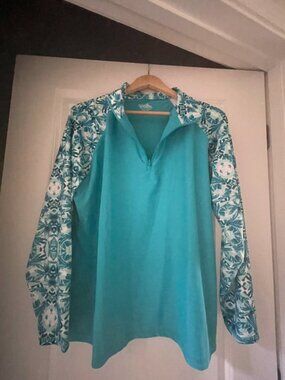 UV Skinz Women's Long Sleeve Quarter Zip Sun & Swim Shirt and matching skirt